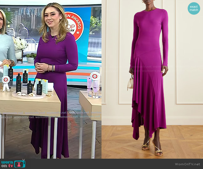 Ulla Johnson Leyna Asymmetric Draped Jersey Midi Dress worn by Dr. Shereene Idriss on Today