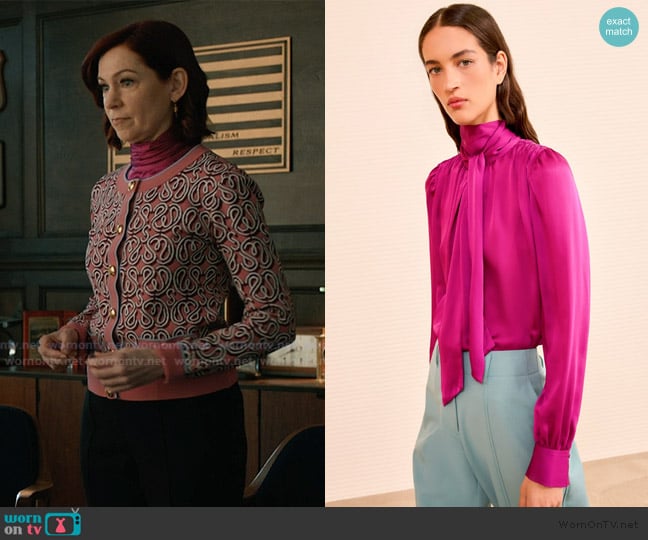 Ulla Johnson Ornament Tie Neck Blouse worn by Elsbeth Tascioni (Carrie Preston) on Elsbeth