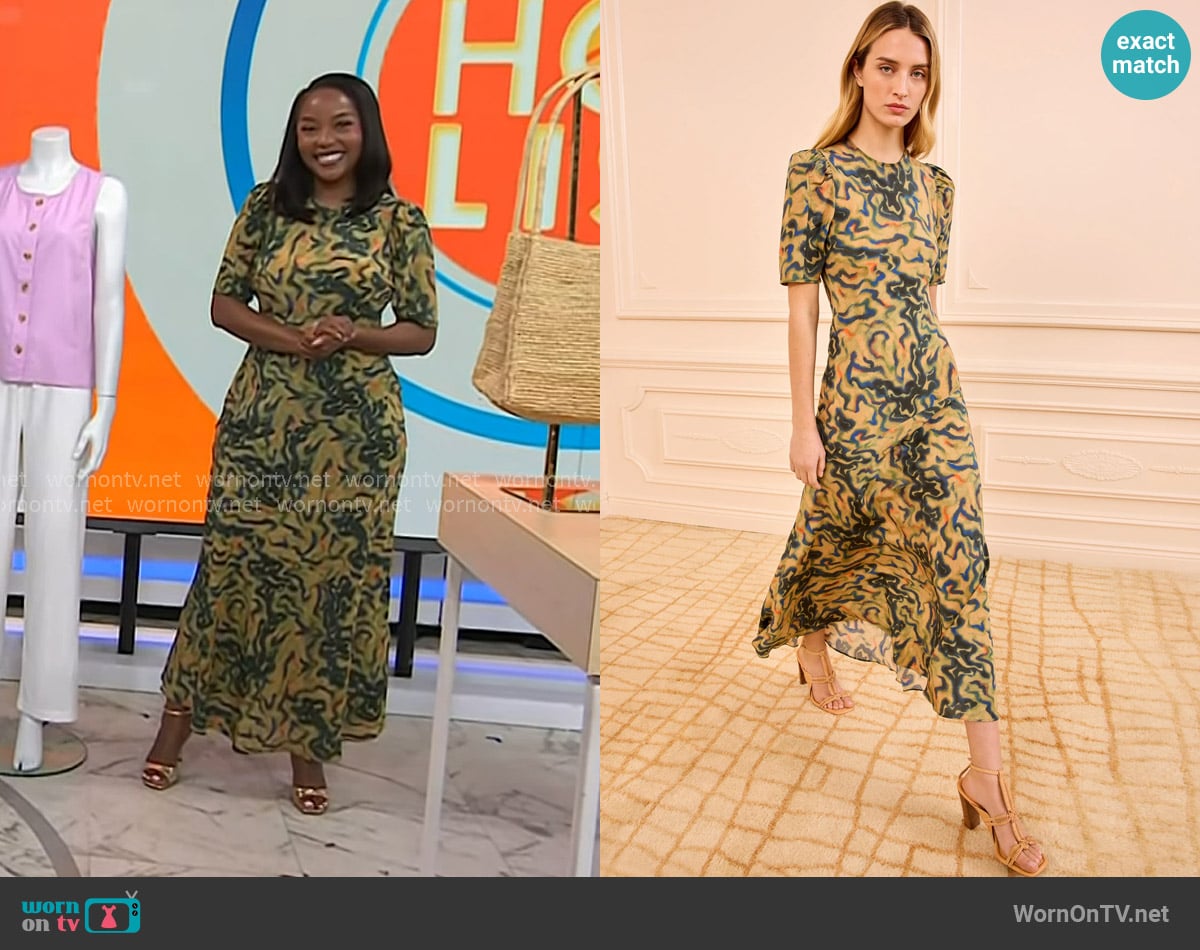 Makho’s beige abstract print dress on Today