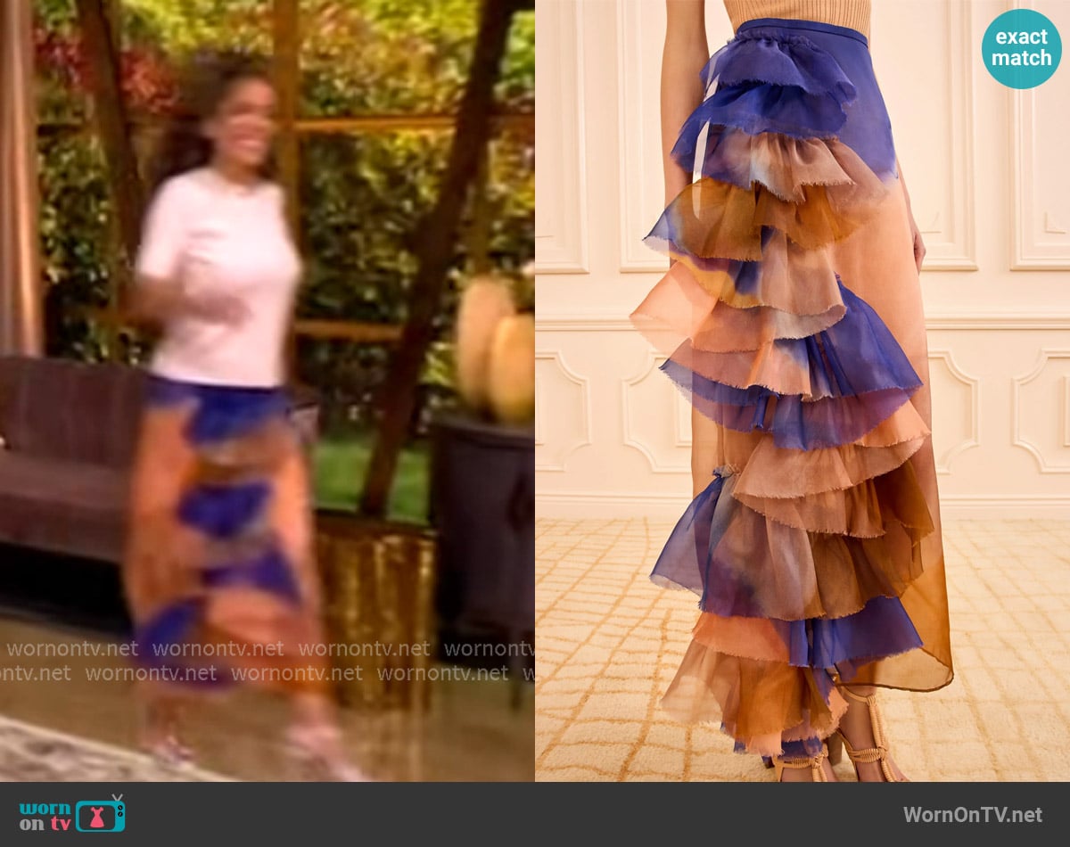 Sunny’s printed ruffle skirt on The View