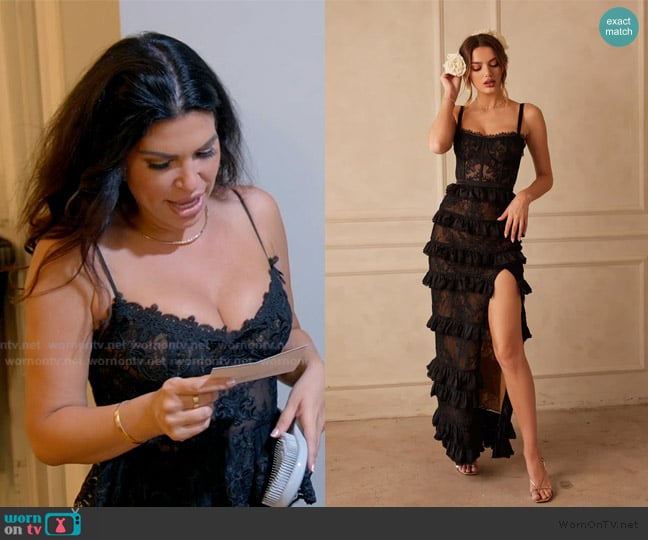 V. Chapman The Cassia Dress in Black worn by Jo-Ellen Tiberi on The Real Housewives of Rhode Island