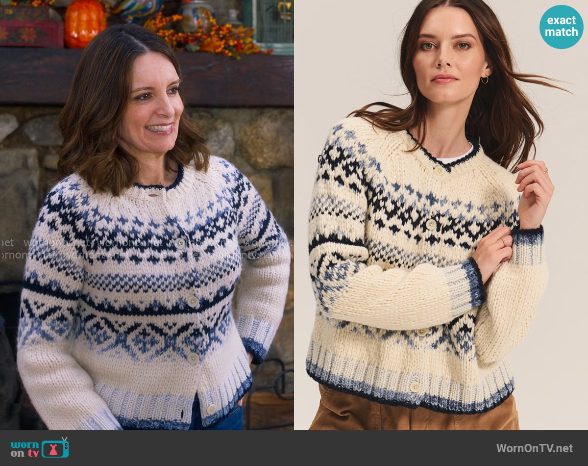 Velvet Tovah cardigan worn by Kate (Tina Fey) on The Four Seasons