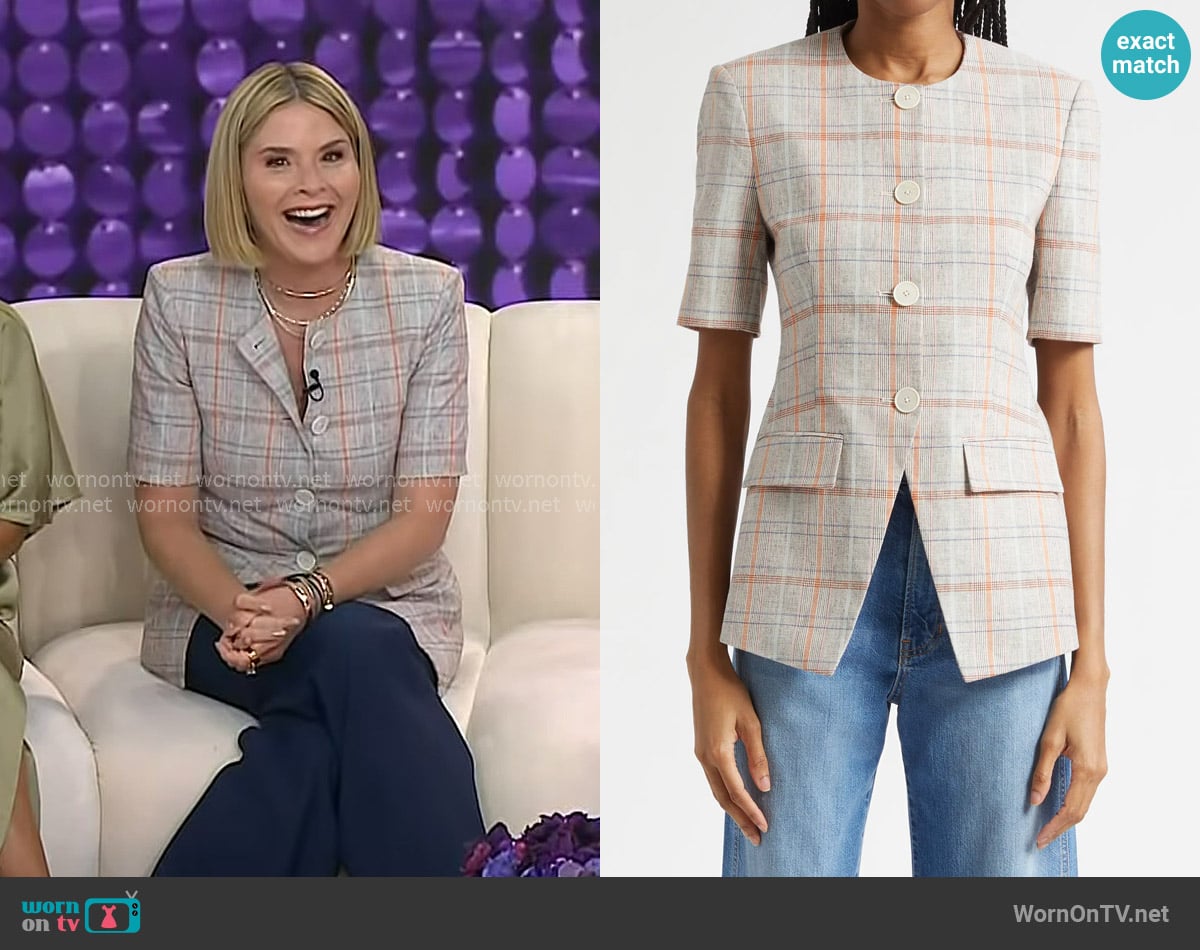 Jenna’s grey plaid short sleeve jacket on Today Jenna’s grey plaid short sleeve jacket on Today