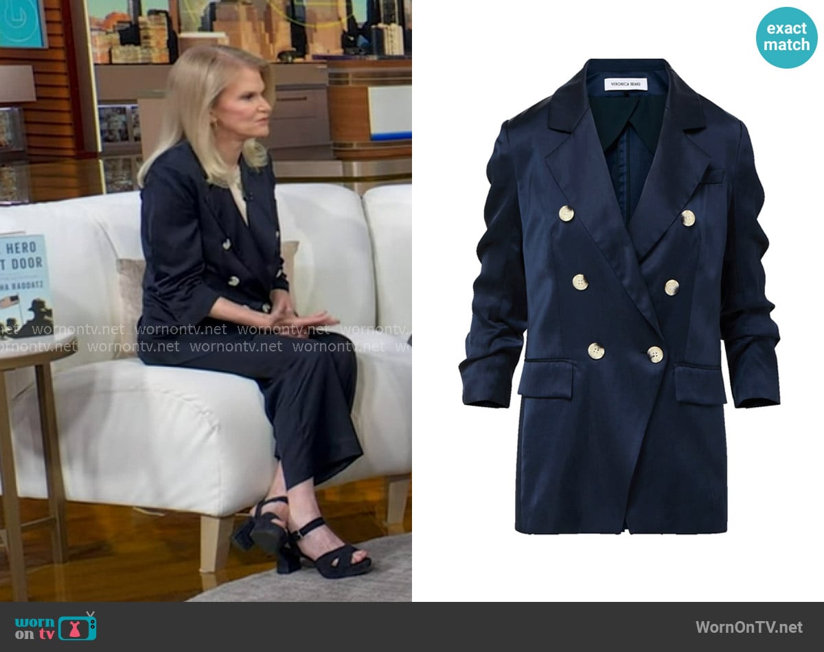 Veronica Beard Chesterfield Dickey Jacket in Navy worn by Martha Raddatz on Good Morning America