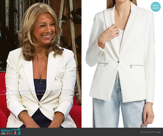 Veronica Beard Core Scuba Jacket in White worn by Denise Austin on NBC News Daily