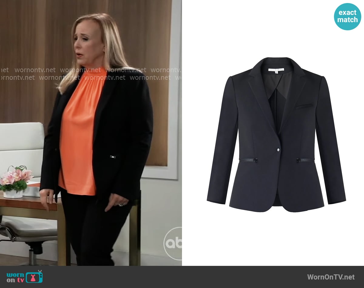 Veronica Beard Core Scuba Schoolboy Jacket worn by Laura Collins (Genie Francis) on General Hospital