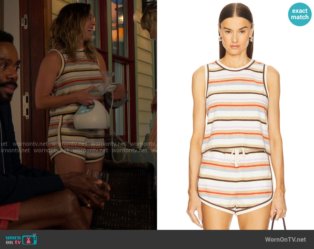 Veronica Beard Cullen Tank in Stone Khaki Multi worn by Ginny (Erika Henningsen) on The Four Seasons