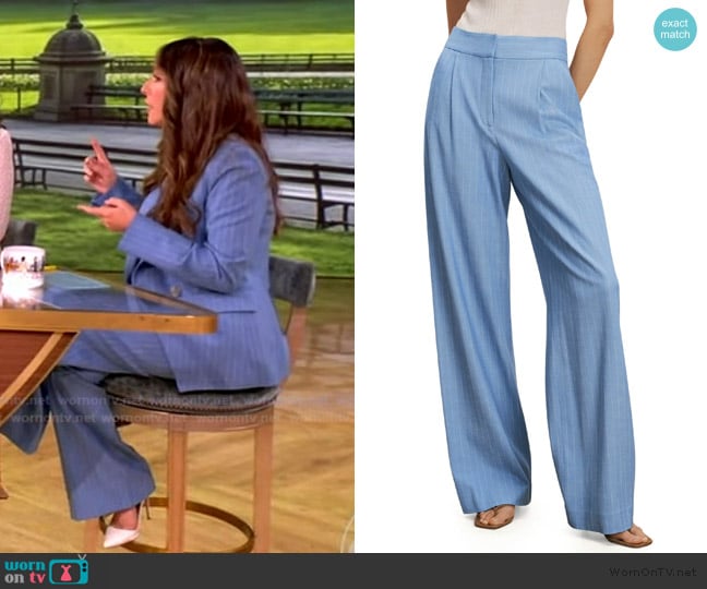 Veronica Beard Heyser Pinstripe Pleated Wide Leg Pants worn by Alyssa Farah Griffin on The View