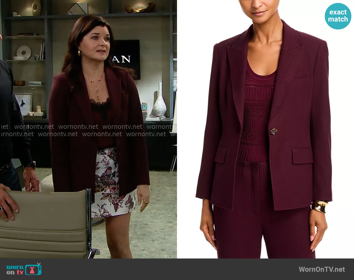 Veronica Beard Isaac Dickey Jacket in Raisin worn by Katie Logan (Heather Tom) on The Bold and the Beautiful