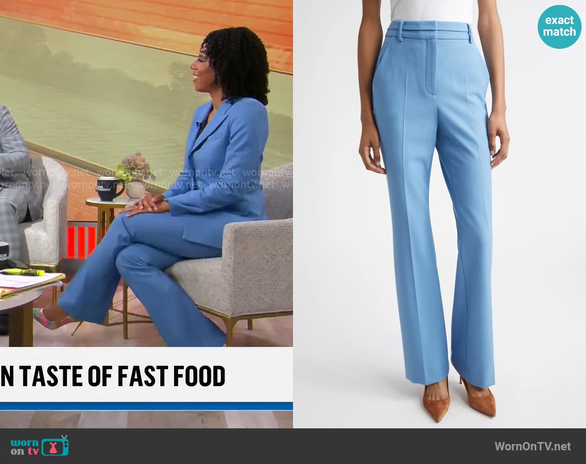 Veronica Beard Melvin Pants in Blue Jasper worn by Adriana Diaz on CBS Mornings