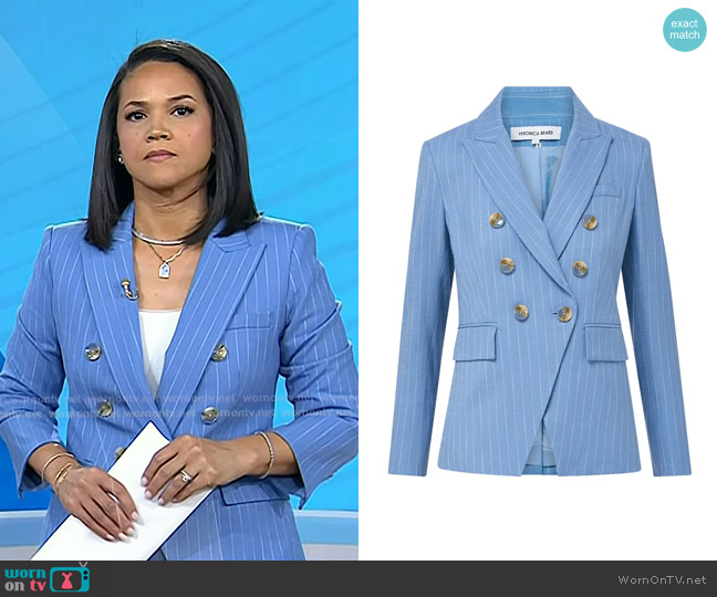 Veronica Beard Miller Dickey Jacket in Blue Jay/Dove worn by Laura Jarrett on Today