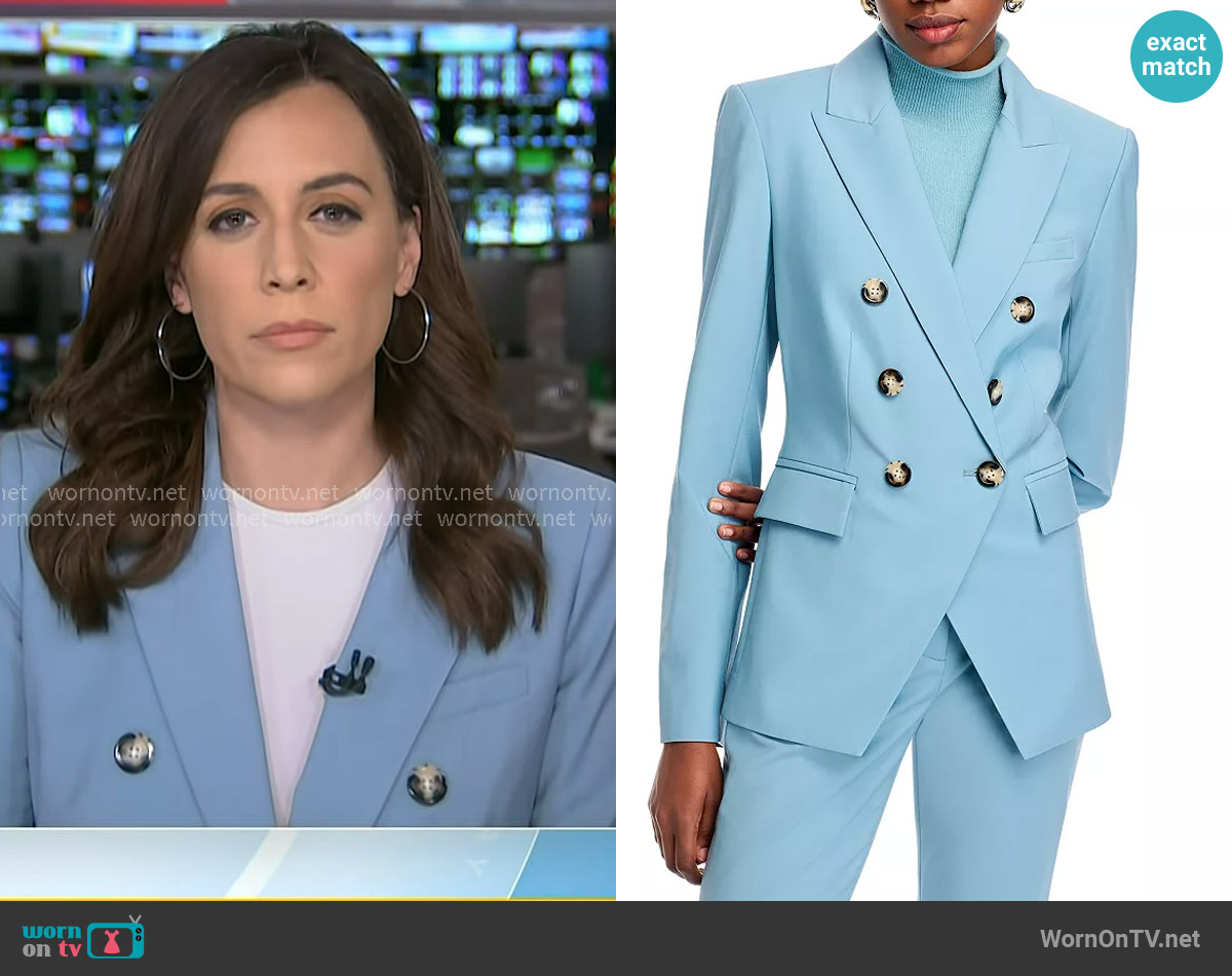 Veronica Beard Miller Dickey Jacket in Sea Glass worn by Hallie Jackson on Today