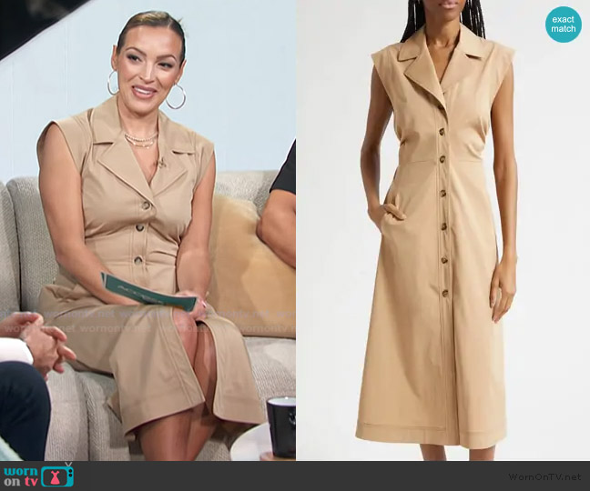 Veronica Beard Orla Midi Shirtdress in Khaki worn by Emily Orozco on Access Hollywood