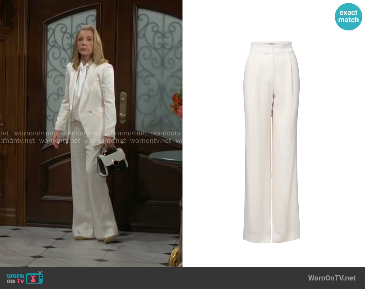 Veronica Beard Robinne Pleated Pants in Dove worn by Nikki Reed Newman (Melody Thomas-Scott) on The Young and the Restless