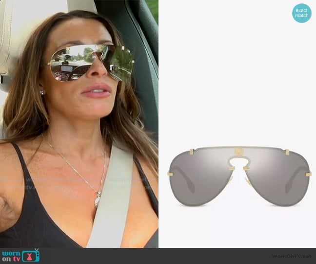 Versace VE2243 mirrored aviator sunglasses worn by Alicia Carmody on The Real Housewives of Rhode Island