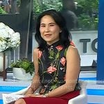 Vicky's black floral mock neck sleeveless top on Today