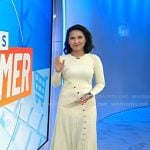 Vicky’s white ribbed button detail dress on Today