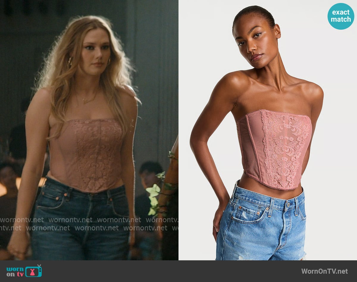 Victoria's Secret Vintage Blossom Strapless Corset Top worn by Kendall (Karis Cameron) on Off Campus
