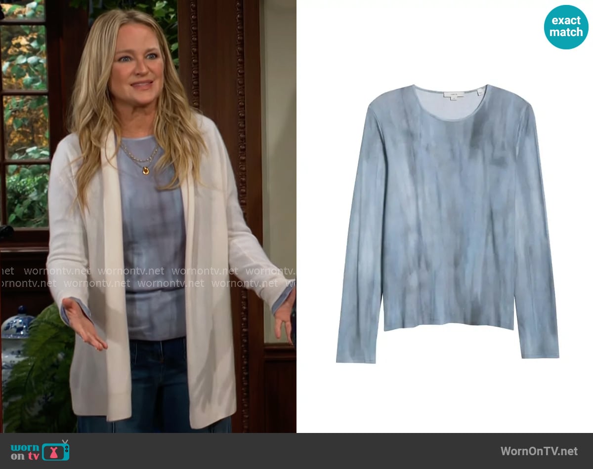 Vince Azura Wash Pima Cotton & Modal Top worn by Sharon Newman (Sharon Case) on The Young and the Restless