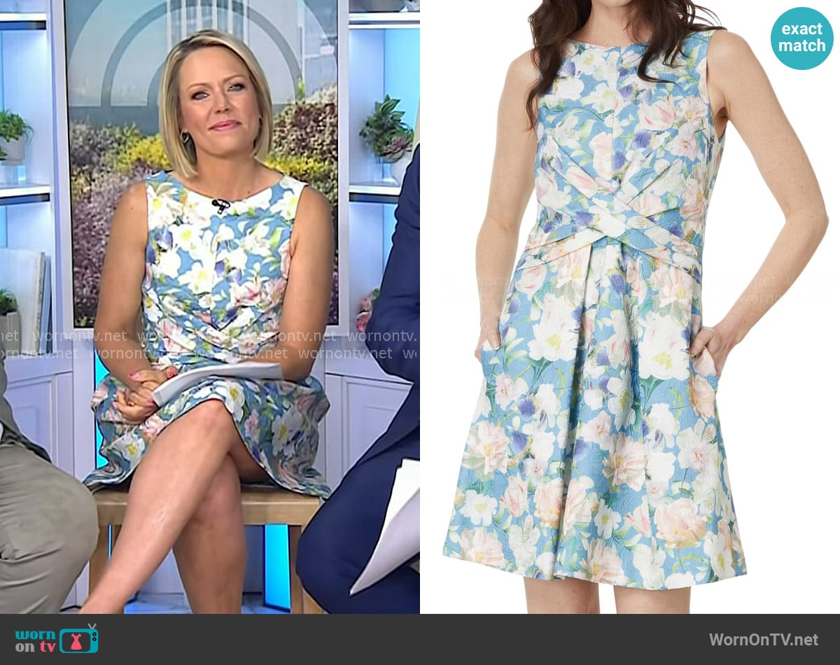 Vince Camuto Floral Jacquard Cross Bodice Dress worn by Dylan Dreyer on Today