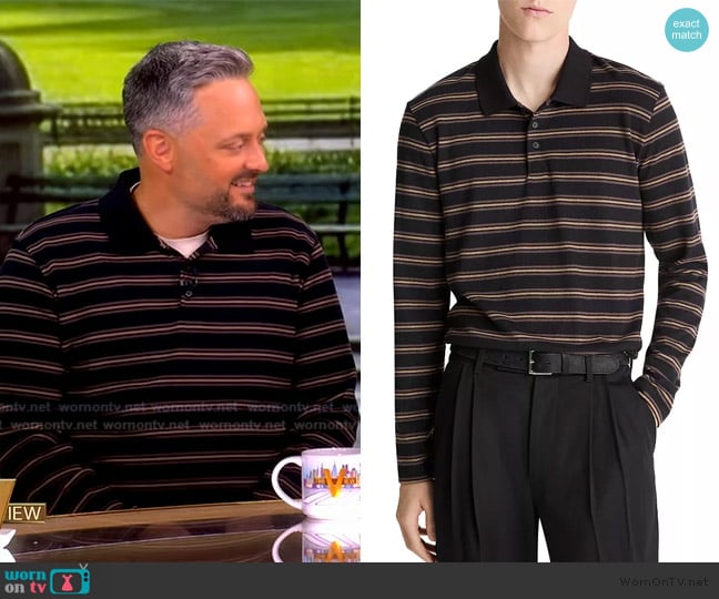 Vince Striped Long Sleeve Jersey Polo worn by Nate Bargatze on The View