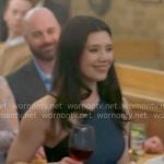 Violet's navy one-shoulder dress on Chicago Fire