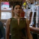 Violet's olive green split-neck top on Chicago Fire