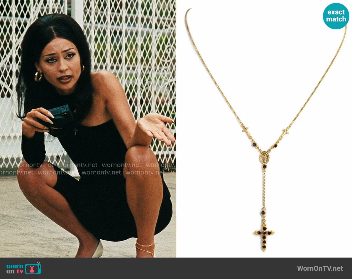 Virgins Saints and Angels Maddie Rosary Necklace worn by Maddy Perez (Alexa Demie) on Euphoria