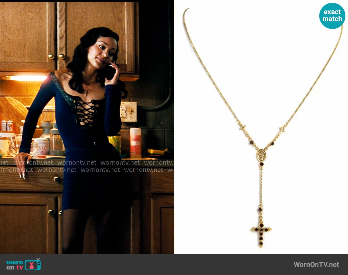 Virgins Saints and Angels Maddie Rosary Necklace worn by Maddy Perez (Alexa Demie) on Euphoria