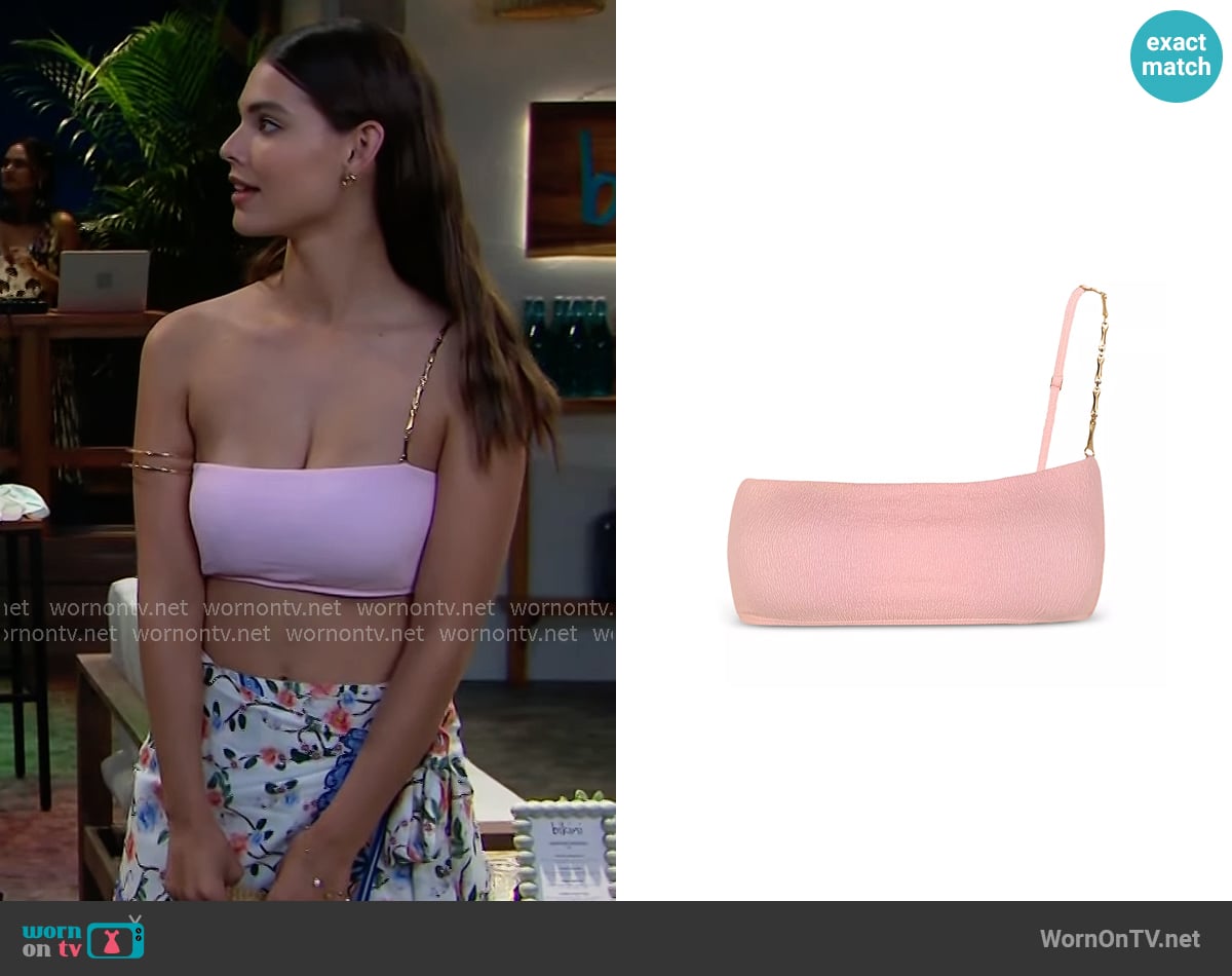 Vix Bell Penelope Bikini Top in Firenze Rosewater worn by Electra Forrester (Laneya Grace) on The Bold and the Beautiful