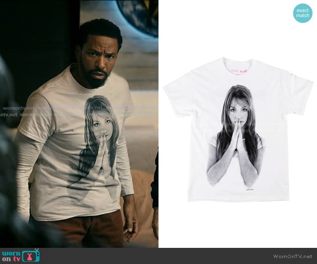 Welcome x Britney Spears Believe White T-Shirt worn by Mother's Milk (Laz Alonso) on The Boys