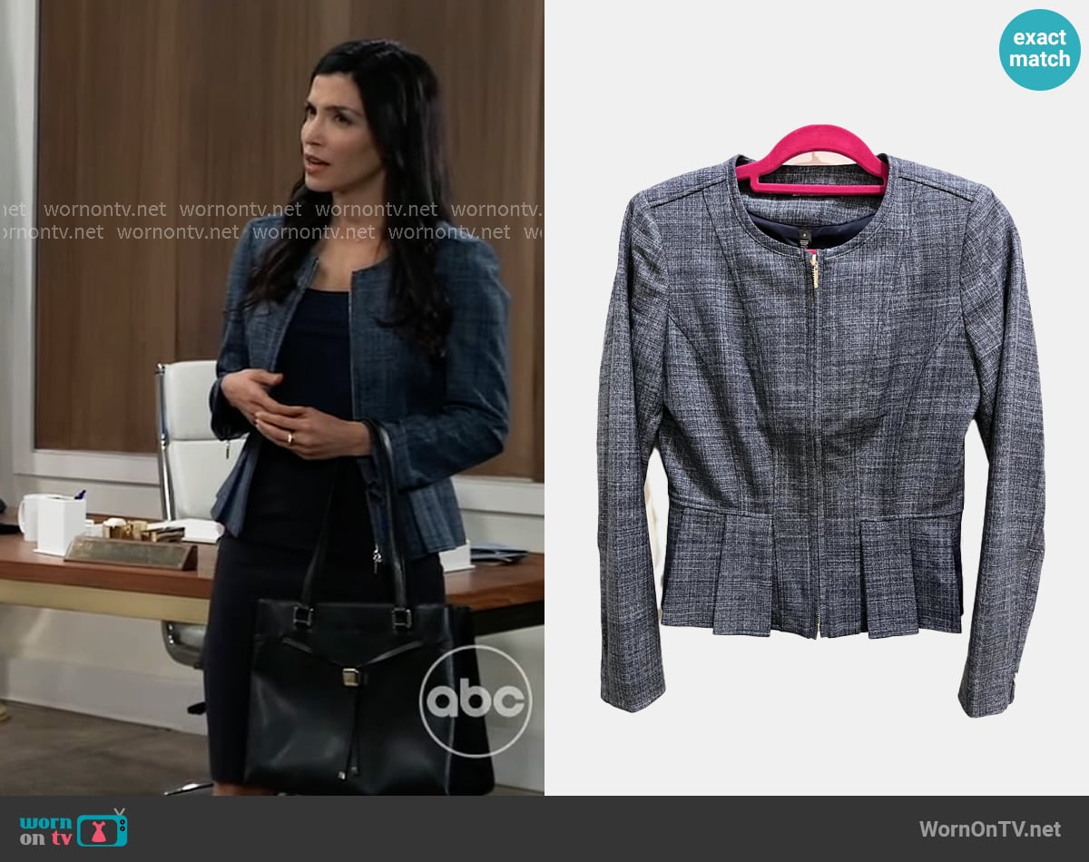 White House Black Market Crosshatch Jacket worn by Justine Turner (Nazneen Contractor) on General Hospital