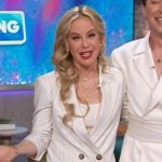 Tara Lipinski’s white pinstripe blazer on The Kelly Clarkson Show