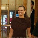 Whitney’s brown ruched mini dress on In The City