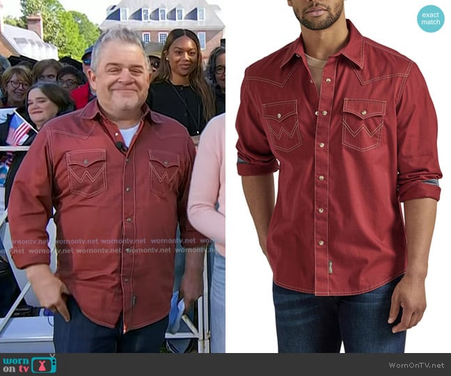 Wrangler Retro Premium Solid Long Sleeve Snap Western Shirt worn by Patton Oswalt on Today