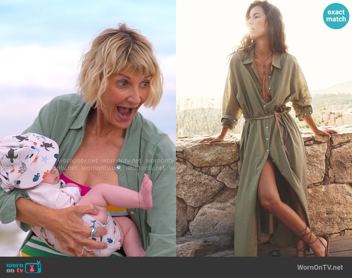 Xirena Boden Dress in Dark Seagrass worn by Anne (Kerri Kenney) on The Four Seasons