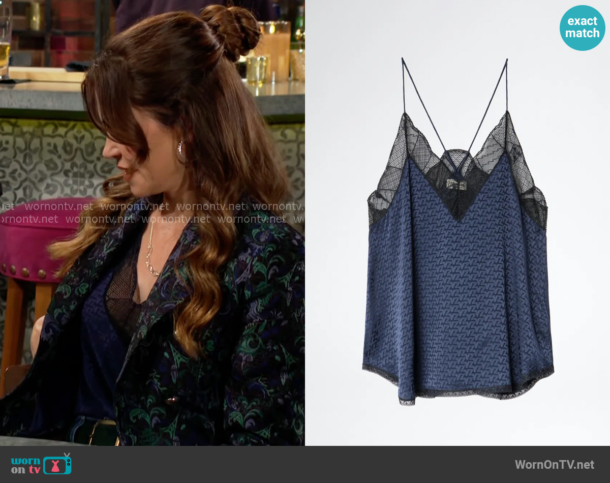 Zadig & Voltaire Christy Jac ZV Camisole worn by Victoria Newman (Amelia Heinle) on The Young and the Restless
