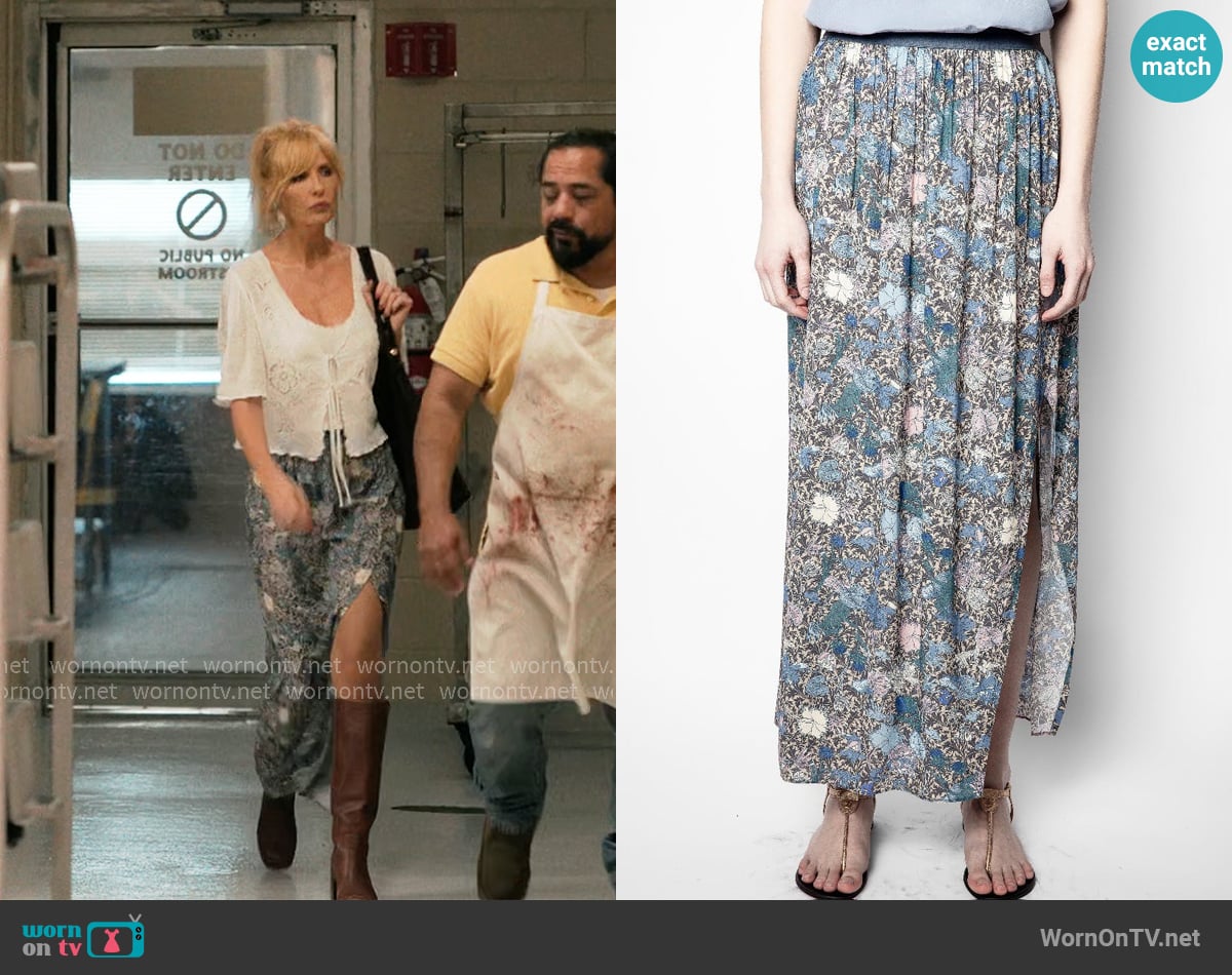 Zadig & Voltaire Josia Wild Garden Skirt worn by Beth Dutton (Kelly Reilly) on Dutton Ranch