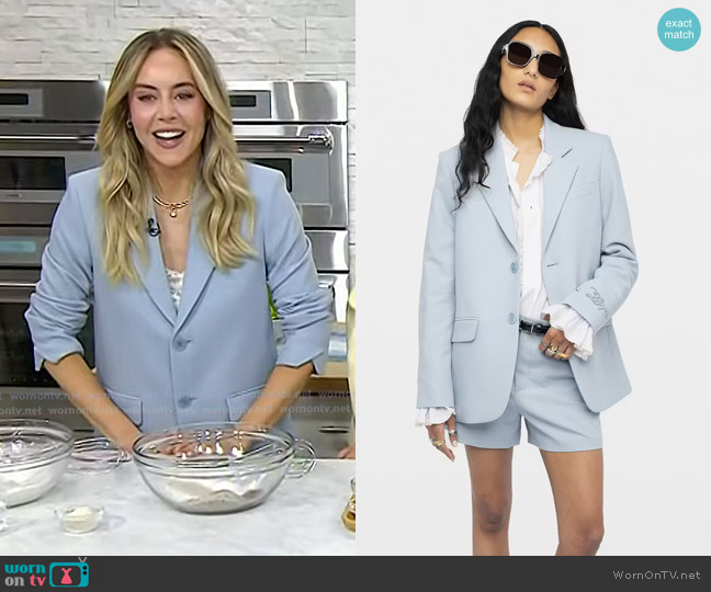 Zadig & Voltaire Vanille Notched Collar Blazer in Sky worn by Brooke Baevsky on Today