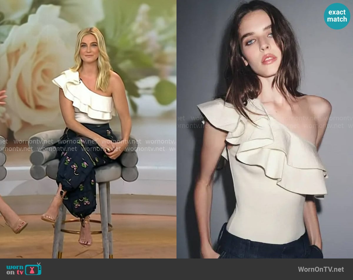 Zara Asymmetric Ruffle Bodysuit worn by Jasmine Snow on Today