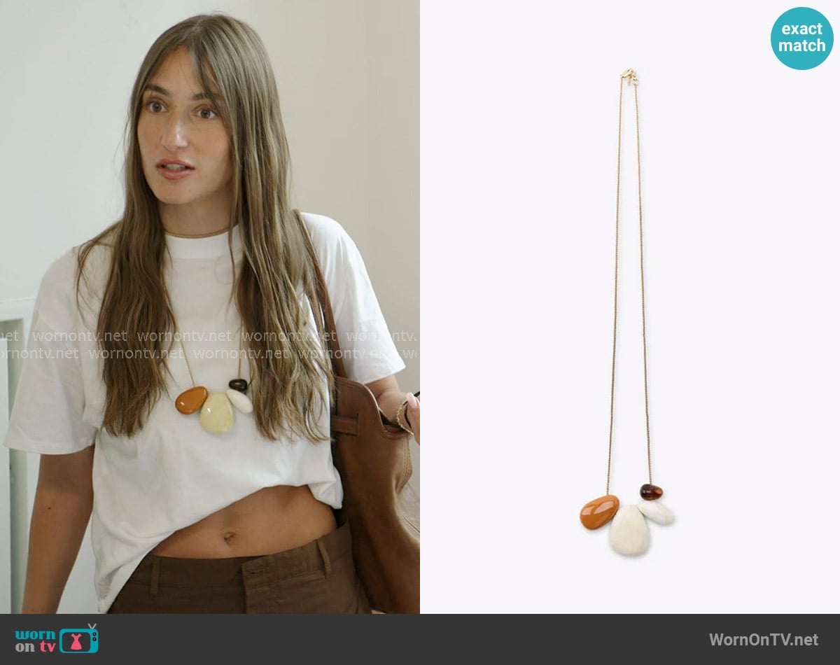 Zara Chain Necklace with Resin Stones worn by Amanda Batula on In The City
