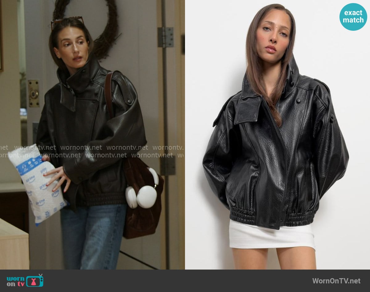 Zara Faux Leather Jacket worn by Amanda Batula on In The City