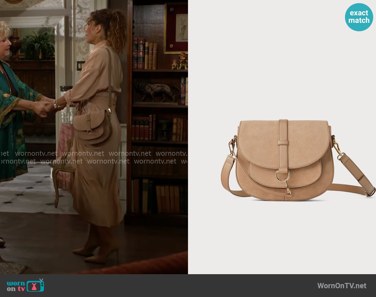 Zara Faux Suede Crossbody Bag worn by Lily Winters (Christel Khalil) on The Young and the Restless