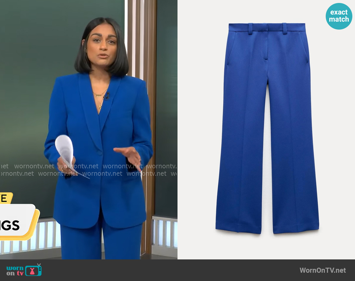 Zara Flared Trousers worn by Shanelle Kaul on CBS Mornings