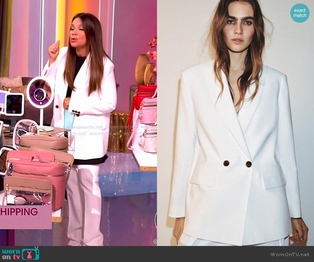 Zara Oversized Double Breasted Blazer with Shoulder Pads worn by Gretta Monahan on The View