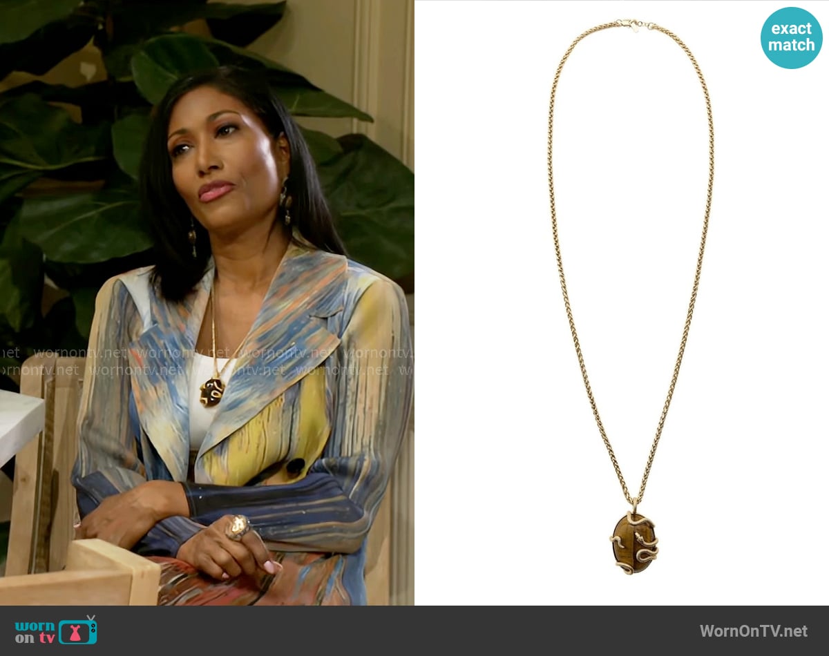 Zara Snake Stone Necklace worn by Dana 'Leslie' Thomas (Trisha Mann-Grant) on Beyond the Gates