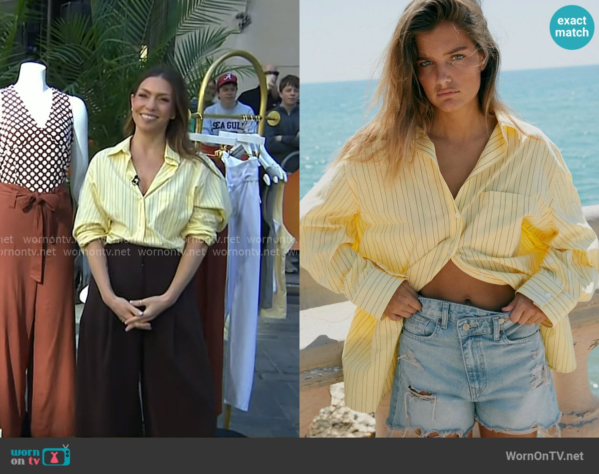 Zara Striped Oversized Poplin Shirt worn by Melissa Garcia on Today