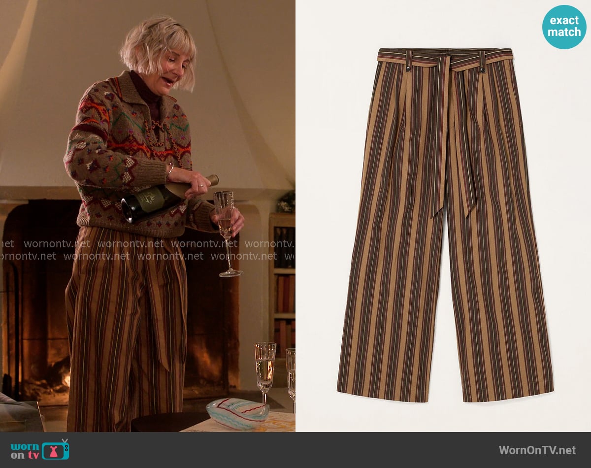 Zara Striped Pants worn by Anne (Kerri Kenney) on The Four Seasons