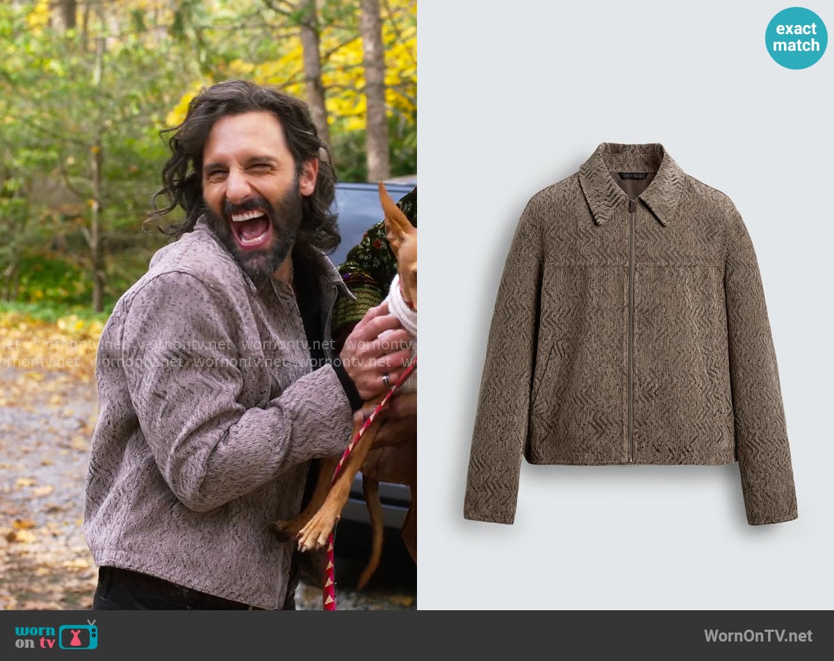 Zara Textured Jacquard Jacket worn by Claude (Marco Calvani) on The Four Seasons