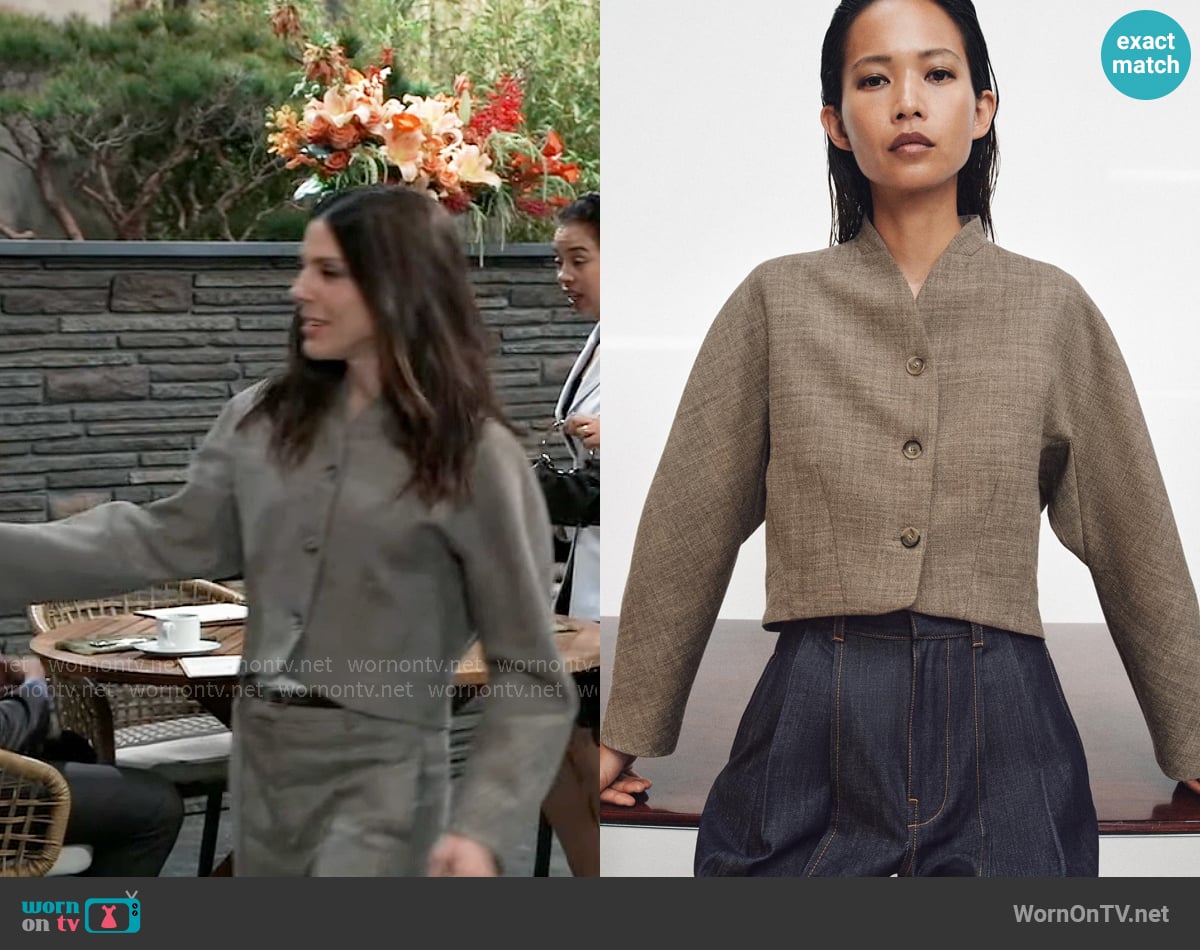 Zara Wool Blend Cropped Jacket worn by Kristina Corinthos-Davis (Kate Mansi) on General Hospital